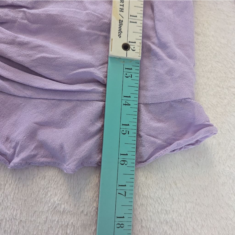 L'Academie Lucia Ruched Drawstring Purple Flutter Sleeve Top - Small - Picture 7 of 9